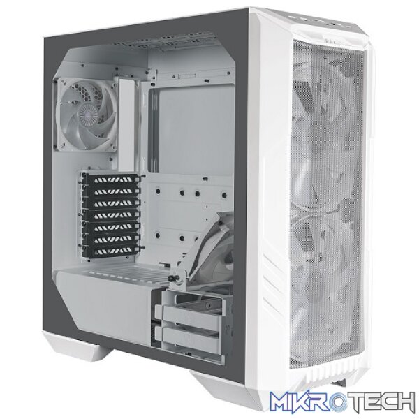 Cooler Master HAF 500 ATX Mid-Tower Gaming Chassis With Tempered Glass Side Panel And Dual 200mm ARGB Front Fans - White Colour - Image 3