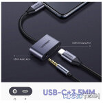 UGreen 50596 USB-C Male to 3.5mm and USB-C Female Adapter Supporting Analogue Audio Output Only - Grey Colour - Image 3