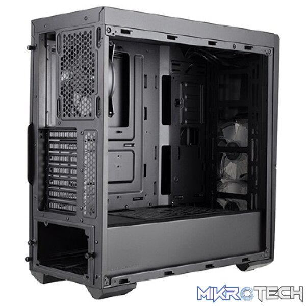 Cooler Master MasterBox K500L ATX Mid-Tower With Side Panel And LED Strip in Front Of Case And Two Red LED Fans Pre-Installed - Black Colour - Image 3