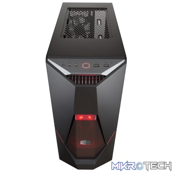 Cooler Master MasterBox K500L ATX Mid-Tower With Side Panel And LED Strip in Front Of Case And Two Red LED Fans Pre-Installed - Black Colour - Image 4