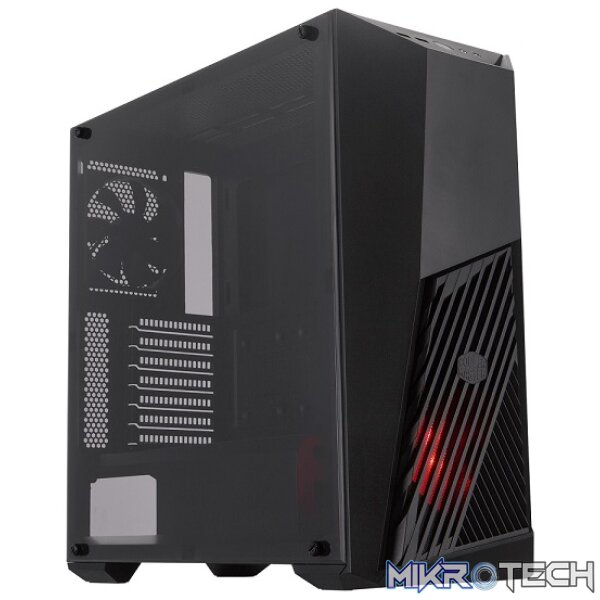 Product Cooler Master MasterBox K501L ATX Tower Case With Front Bottom Mesh Design Panel, 1X 120MM Pre-Installed RED LED Fan And Edge-to-Edge Acrylic Side Panel - Black Colour - Image 1