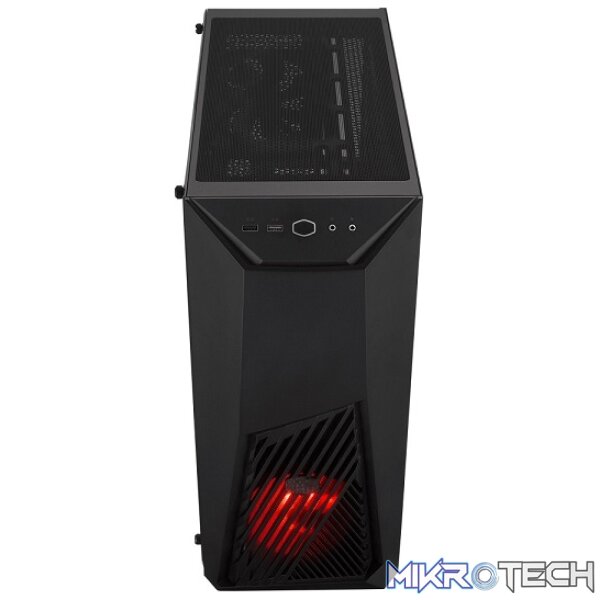 Cooler Master MasterBox K501L ATX Tower Case With Front Bottom Mesh Design Panel, 1X 120MM Pre-Installed RED LED Fan And Edge-to-Edge Acrylic Side Panel - Black Colour - Image 2