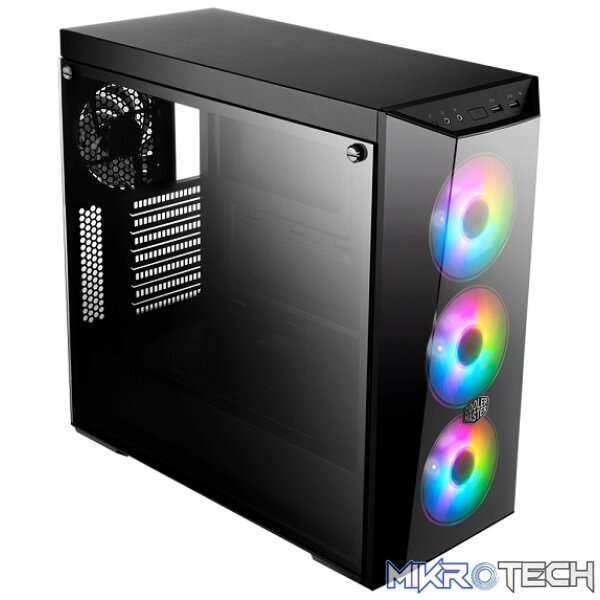 Product Cooler Master MasterBox Lite 5 ARGB ATX Case With Tinted DarkMirror Front Panel And Three ARGB Fans Pre-Installed - Black Colour - Image 1