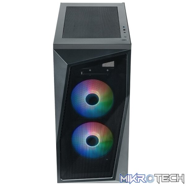 Cooler Master CMP320 Micro ATX Tower Case With Mesh Geode Front Panel, 2X 120MM Pre-Installed CF120 ARGB Fan And Tempered Glass Side Panel - Black Colour - Image 4