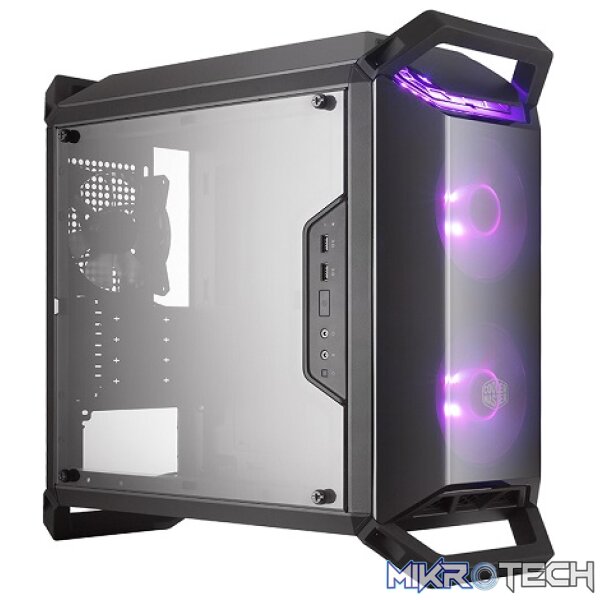 Product Cooler Master MasterBox Q300P Micr-ATX Case With Tempered Glass Side Panel And 2X 120mm RGB LED And 1X 120mm Black Non-LED Fans Pre-Installed - Black Colour - Image 1