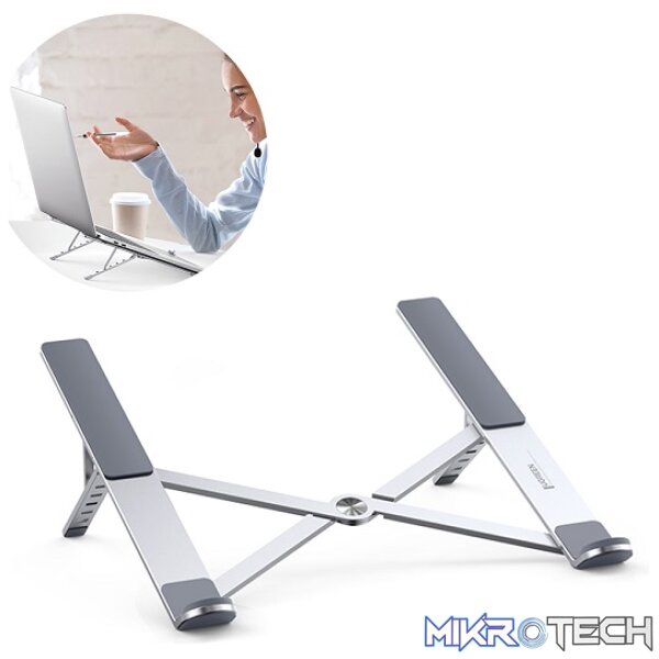 UGreen 40289 Compact Foldable Aluminium Laptop Riser With Five Adjustable Angles And Support upto 17" Size - Aluminium Silver Colour - Image 3