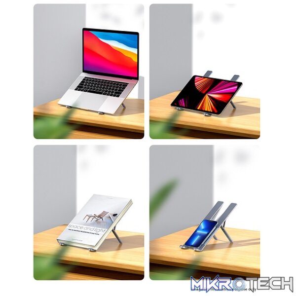 UGreen 40289 Compact Foldable Aluminium Laptop Riser With Five Adjustable Angles And Support upto 17" Size - Aluminium Silver Colour - Image 4