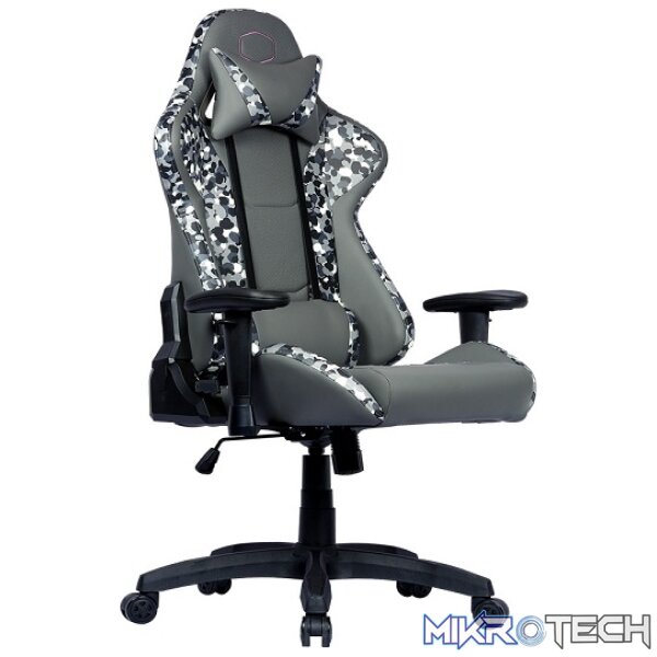 Cooler Master Caliber R1S Dark Knight Camo Gaming Chair With Adjustable Head/Lumbar Pillow Support And 180° Tilt And Weight Recommended Between 40kg to 90kg - Grey Camo Colour - Image 2