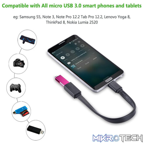 UGreen 10801 Micro USB-B 3.0 Male to USB3.0 Female OTG Adapter With Nickle-Plated Connectors & Supports Data Transfer rate up to 5Gbps - Black Colour - Image 4