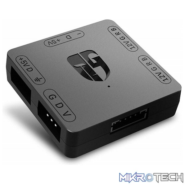 Product DeepCool RGB Convertor 5V ADD-RGB To 12V RGB Transfer Hub Powered by SATA Port and Compatible with 12V RGB M/B via the convertor - Black Colour - Image 1