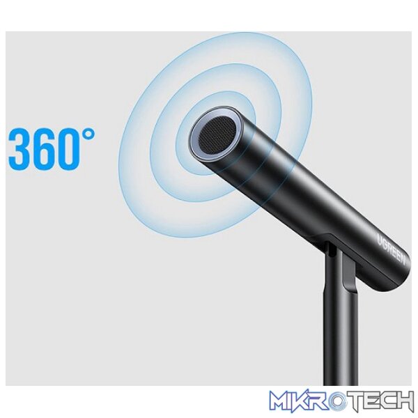 UGreen 10934 USB2.0 Desktop Omni-Directional Microphone With Smart Noise-Cancelling And One-Key Mute - Black Colour - Image 3