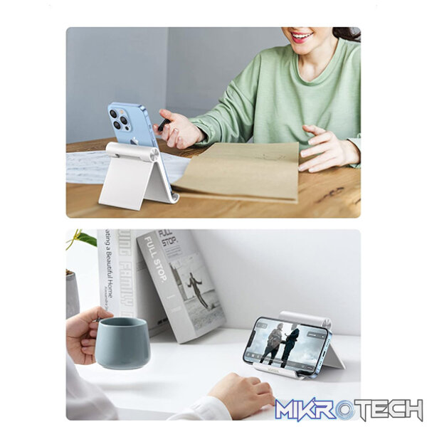 UGreen 30285 Multi-Angle Adjustable Mobile Phone Stand With Aluminum Alloy Hinge & Suitable for 4 ~ 7.9" Smartphone/Tablet - White Colour - Image 3