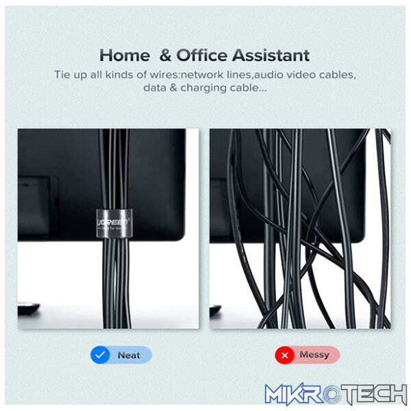 UGreen 40354 Nylon Hook & Loop 2m Cable Ties With High-Quality Materials & Strong Adhesion - Black Colour. - Image 3