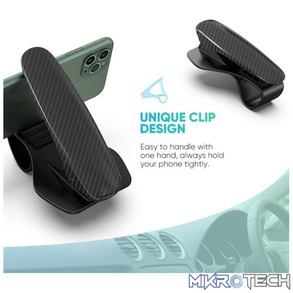 UGreen 40998 Car Dashboard Clip Phone Holder With Adjustable Angle Viewing & Suitable for 4 - 6.5" Mobile Devices - Black Colour. - Image 2
