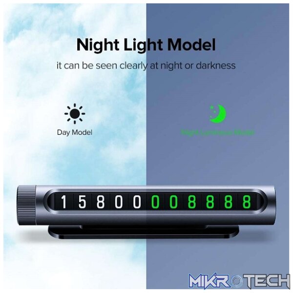 Green 50722 Temporary Parking Display Card With Night Light, Non-Slip Base & Privacy Protection - Grey Colour. - Image 4