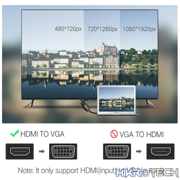 UGreen 40253 HDMI Male to VGA Female W/O Audio Adapter with Gold-Plated Connectors and Supports Full-HD 1080P@60Hz Resolution - Black Colour - Image 5