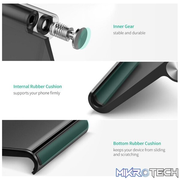 UGreen 50747 Multi-Angle Adjustable Mobile Phone Stand With Aluminum Alloy Hinge & Suitable for 4 ~ 7.9" Smartphone/Tablet - Black Colour - Image 4