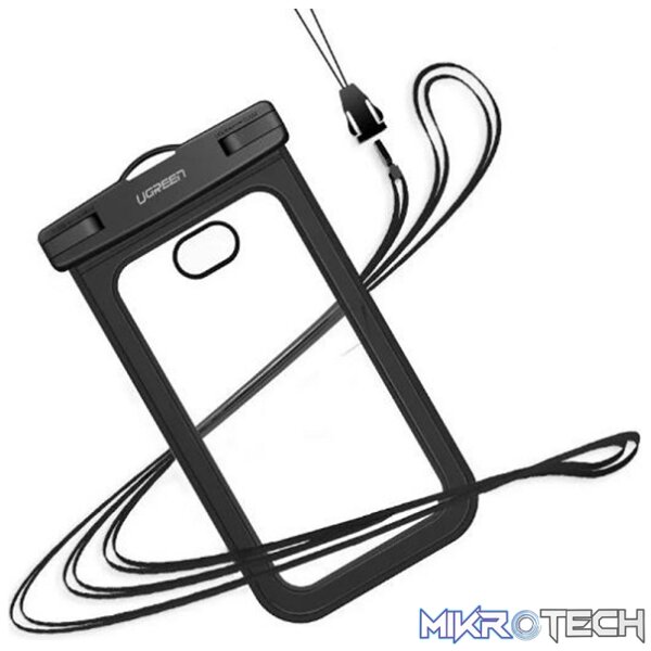 Product UGreen 50919 Waterproof IPX8 Cell Phone Case With Dual-Side Transparent Window & Compatibility with Smartphone upto 6.5" - Black Colour. - Image 1