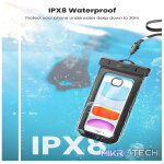 UGreen 50919 Waterproof IPX8 Cell Phone Case With Dual-Side Transparent Window & Compatibility with Smartphone upto 6.5" - Black Colour. - Image 2