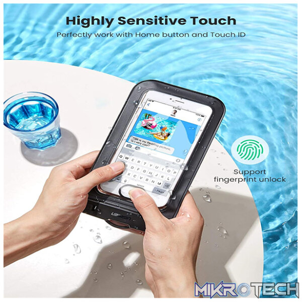 UGreen 50919 Waterproof IPX8 Cell Phone Case With Dual-Side Transparent Window & Compatibility with Smartphone upto 6.5" - Black Colour. - Image 3