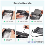 UGreen 50919 Waterproof IPX8 Cell Phone Case With Dual-Side Transparent Window & Compatibility with Smartphone upto 6.5" - Black Colour. - Image 4