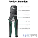 UGreen 70683 Multi-Functional LAN (RJ11/RJ45) Cable Crimping Tool With Good Bearing Capability And High Sharpness Blades - Black/Green Colour - Image 2