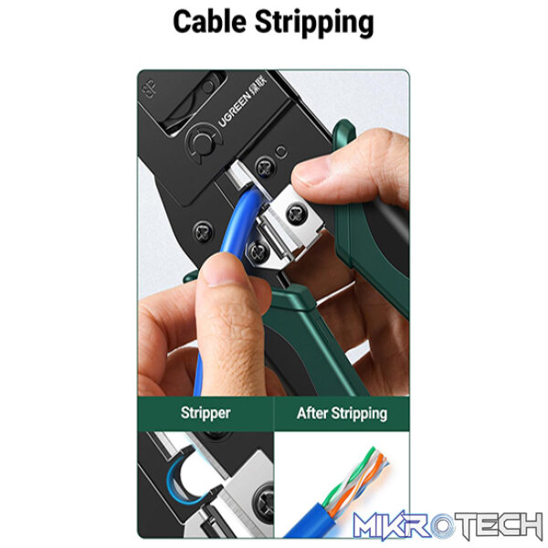 UGreen 70683 Multi-Functional LAN (RJ11/RJ45) Cable Crimping Tool With Good Bearing Capability And High Sharpness Blades - Black/Green Colour - Image 3