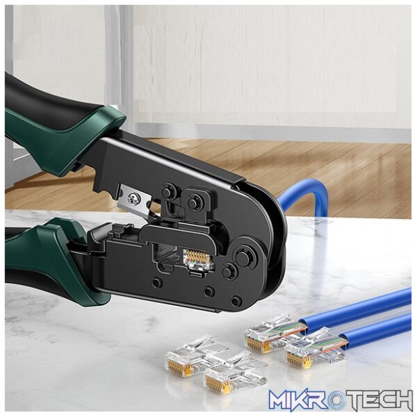UGreen 70683 Multi-Functional LAN (RJ11/RJ45) Cable Crimping Tool With Good Bearing Capability And High Sharpness Blades - Black/Green Colour - Image 5