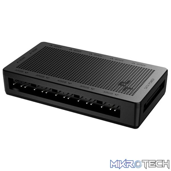 Product DeepCool SC700 12-Port Addressable RGB Hub Compact and Sturdy Magnetic Case and Simultaneously Connect 12X ARGB 5V/3Pin Components - Black Colour - Image 1