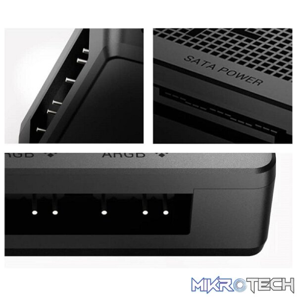 DeepCool SC700 12-Port Addressable RGB Hub Compact and Sturdy Magnetic Case and Simultaneously Connect 12X ARGB 5V/3Pin Components - Black Colour - Image 4