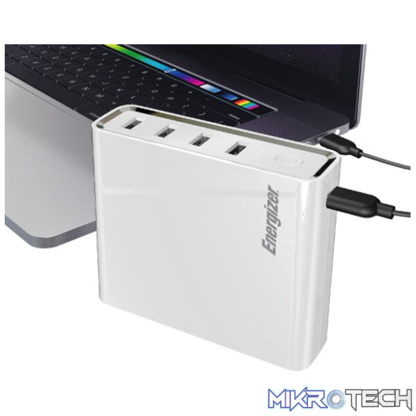 Energizer Ultimate XP20001PD 20,000mAh USB-C PowerDelivery Power Hub With 1X USB-C And 4X USB-A Output Ports And Recharge Via USB-C / Micro-USB Input Port With 3A Quick Charging - White Colour - Image 4