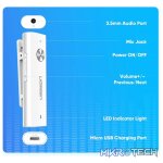 UGreen 40854 3.5mm Bluetooth V5.0 Audio Receiver with APTX and Built-in Microphone & Micro-USB Power Port for Charging - White Colour - Image 3