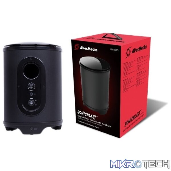 AVerMedia GS335 SonicBlast Wireless Subwoofer With 5.8GHz Wireless Connection And Offers 70Wtt Power - Black Colour - Image 4
