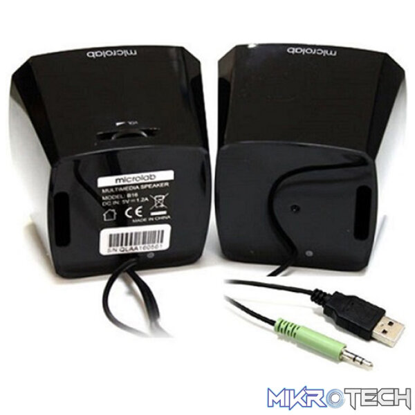 Microlab B16 2.0CH USB-Powered Desktop Speaker With External Knob For Easy Adjustment, 3.5mm Stereo Jack And Supports 5-Watt RMS Output Power - Black Colour - Image 2
