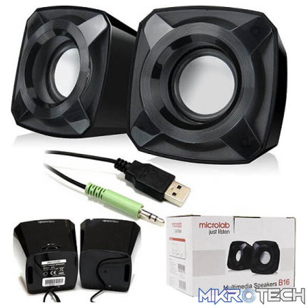 Microlab B16 2.0CH USB-Powered Desktop Speaker With External Knob For Easy Adjustment, 3.5mm Stereo Jack And Supports 5-Watt RMS Output Power - Black Colour - Image 4