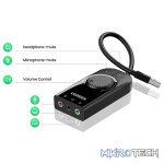 UGreen 40964 USB External Sound Adapter With 15cm Cable+Volume Control Button And Built-In 3.5mm Mono Microphone+Headphone And 4-Pin Combo Mic/Headphone Jack - Black Colour - Image 4