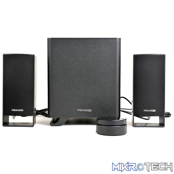 Product Microlab M600 2.1CH Bluetooth Subwoofer Speaker With Wired Remote Control, 3.5mm Stereo Audio Input And Built-in Bass Reflex Tunnel Via Subwoofer - Black Colour - Image 1