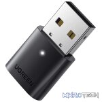 UGreen 80889 Bluetooth V5.0 Mini USB Adapter With LED Indicater And Upto 20m (Max) Coverage Distance - With EDR Technology Supported - Black Colour