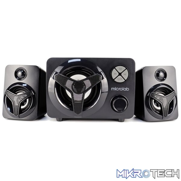 Microlab U210 2.1CH 11-Watt Subwoofer USB-Powered LED Speaker With Bluetooth, 1X AUX, USB, TF Card Slot And Built-in FM Radio - Black Colour - Image 4
