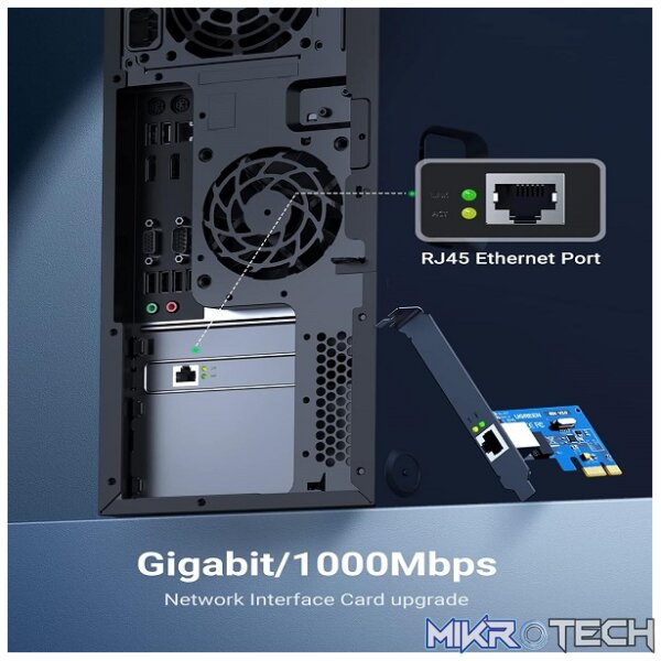 UGreen 30771 RJ45 Gigabit Ethernet Port PCI-e X1 Internal Expansion Card with Low Profile Bracket and Supports 1000Mbps network speed - Image 2