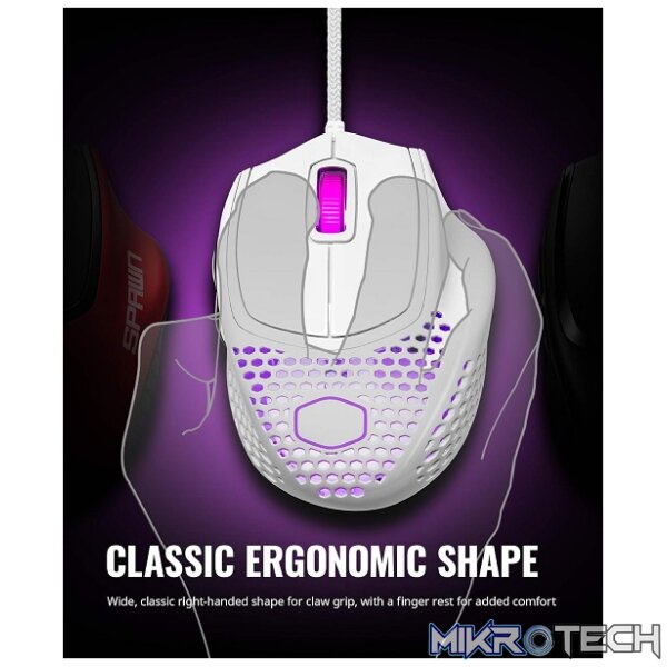 Cooler Master MM720 USB Gaming Mouse with RGB Illumination, Adjustable 16K DPI Optical Sensor and Legendary Claw Grip Shape - Matte White Colour - Image 2