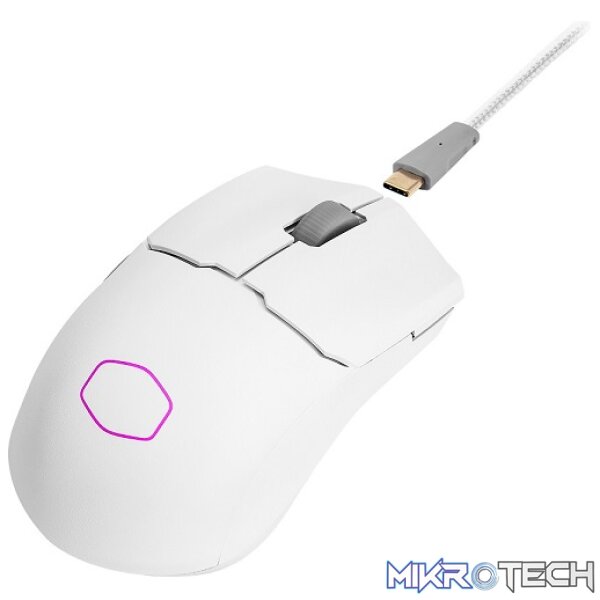 Product Cooler Master MM712 Hybrid 3-in-1 USB/ Wireless/ Bluetooth Lightweight RGB Ambidextrous Gaming Mouse With 6 Buttons, 19K DPI Optical Sensor And Ultraweave USB Cable - Matte White Colour - Image 1