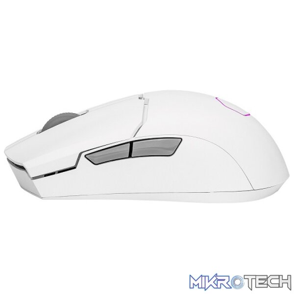 Cooler Master MM712 Hybrid 3-in-1 USB/ Wireless/ Bluetooth Lightweight RGB Ambidextrous Gaming Mouse With 6 Buttons, 19K DPI Optical Sensor And Ultraweave USB Cable - Matte White Colour - Image 2