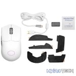 Cooler Master MM712 Hybrid 3-in-1 USB/ Wireless/ Bluetooth Lightweight RGB Ambidextrous Gaming Mouse With 6 Buttons, 19K DPI Optical Sensor And Ultraweave USB Cable - Matte White Colour - Image 4