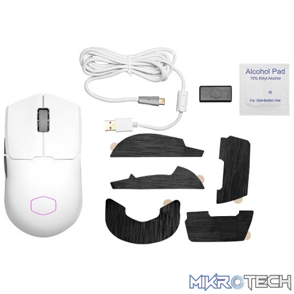 Cooler Master MM712 Hybrid 3-in-1 USB/ Wireless/ Bluetooth Lightweight RGB Ambidextrous Gaming Mouse With 6 Buttons, 19K DPI Optical Sensor And Ultraweave USB Cable - Matte White Colour - Image 4
