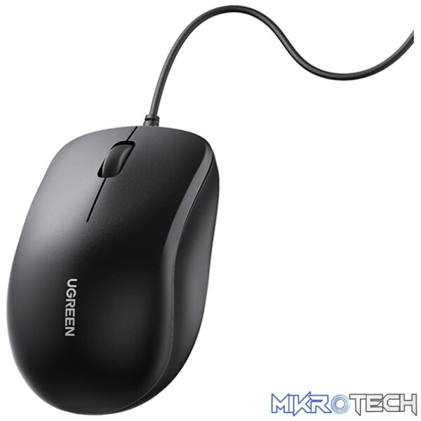 Product UGreen 90789 Ergonomic USB Wired Optical Mouse with 1200K DPI Sensor and Compatible with USB devices - Black Colour - Image 1
