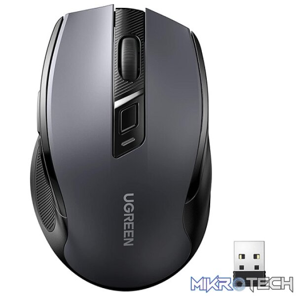Product UGreen 90545 Ergonomic 2.4GHz Wireless Mouse With 5-Level DPI (4000/2400/1600/1200/800), 6 Buttons with Use Nano Receiver - Black/Grey Colour - Image 1