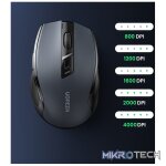 UGreen 90545 Ergonomic 2.4GHz Wireless Mouse With 5-Level DPI (4000/2400/1600/1200/800), 6 Buttons with Use Nano Receiver - Black/Grey Colour - Image 4