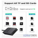 UGreen 20250 USB-A 3.0 Male Dual Slot Card Reader With 2x Built-in SD Card Slots & Supports Transfer rate up to 5Gbps - Black Colour - Image 2