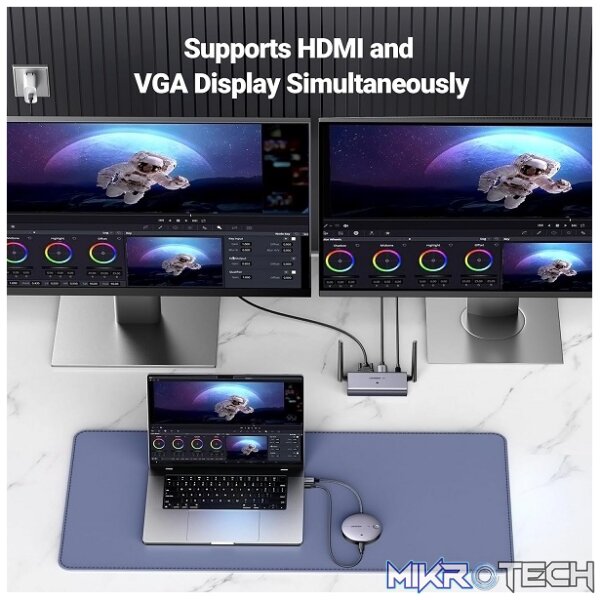 UGreen 90909A HDMI / VGA 4K@30Hz (Max) Wireless Display Transmitter And Receiver Upto 50m (1080P) (Without Signal Interference) Supporting Audio - Grey Colour - Image 3